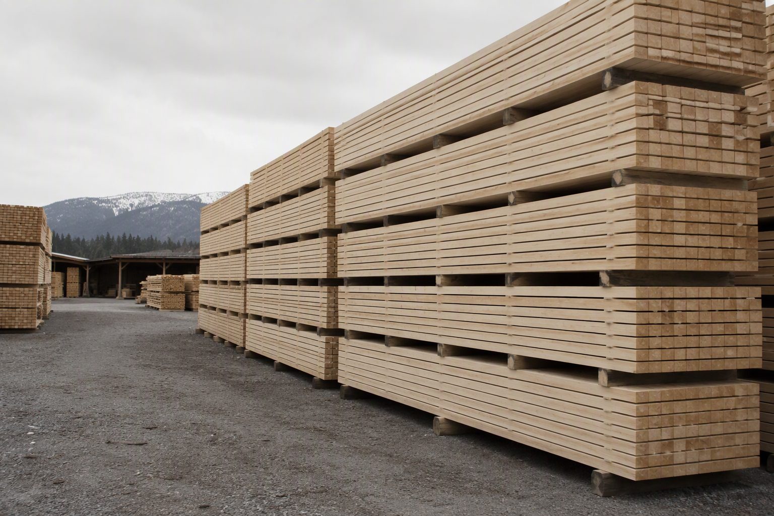 Stacked sawn timber boards